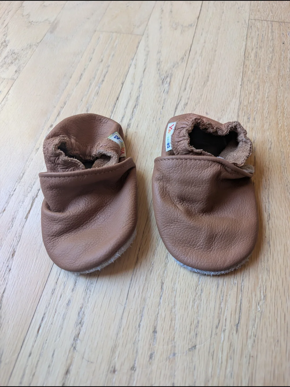 Soft Brown Leather Baby Moccasins - Cozy Slip-On Kids Shoes